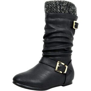 ⚡Girl's Black Faux Fur Lined Knee High Winter Comfort Riding Boots For Toddler